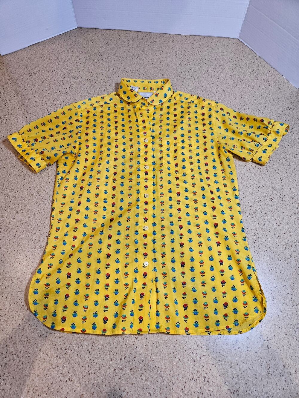 Vintage Liz Claiborne Cottagecore Yellow Floral Blouse - Size 6